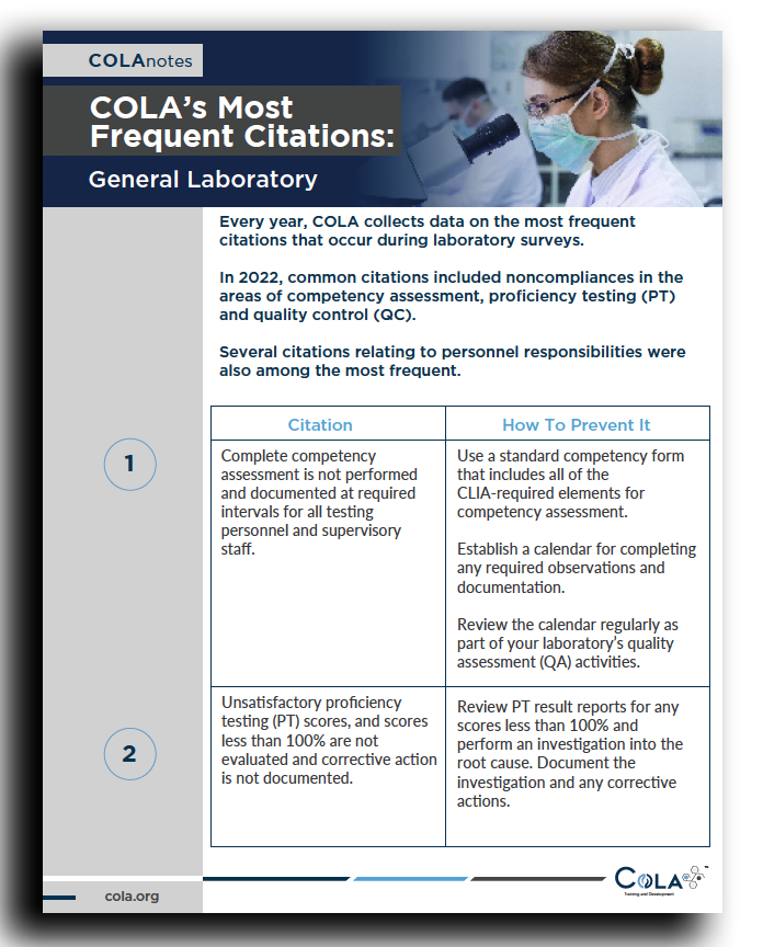 COLA’s Most Frequent Citations: General Laboratory